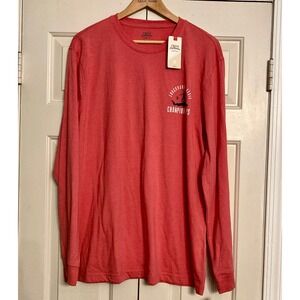 NWT Izod Saltwater Crew Neck Long Sleeved Graphic T-Shirt Pink Surfboard Mens XL